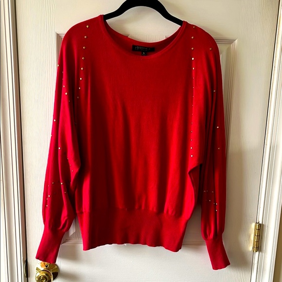 Red Sweater with Studded Sleeves - Picture 1 of 2